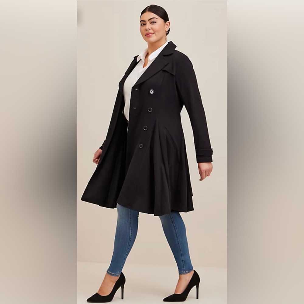 ⚪️NWT TORRID Brushed Ponte Trench Coat - Black 2 2x plus